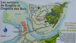 Plan des sentiers de Bregille et des buis